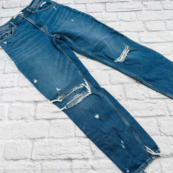 ABERCROMBIE & FITCH The Mom High Rise Jeans Size 2/26 Blue Distressed Denim - Picture 5 of 10